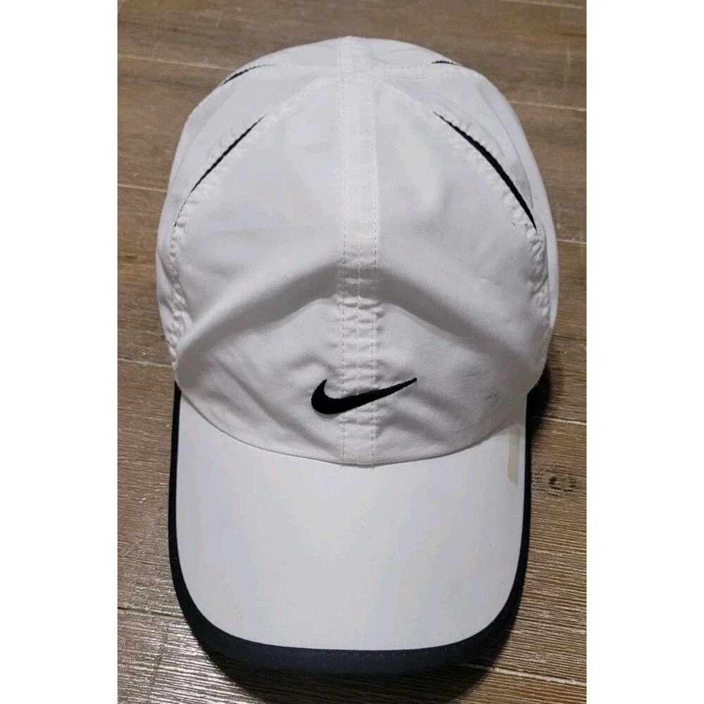 NIKE Youth White Featherlight Cap Unisex DRI-FIT Tennis Run Golf Yoga Hat
